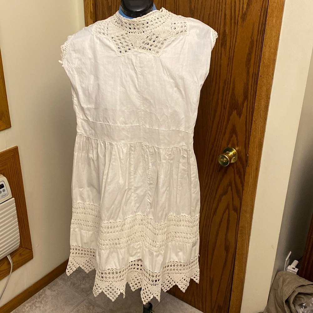 Early 1900’s Homemade Cotton Dress Crocheted